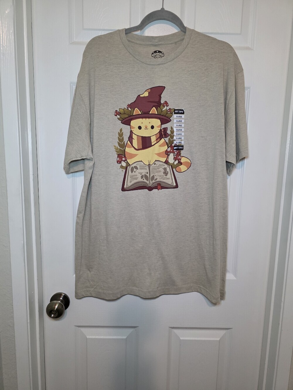 Mushroom Wizard Cat T-Shirt By Rhinlin Sz XL